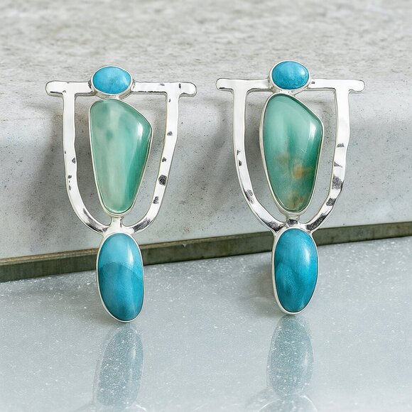 🆕️ Vintage Boho-Chic Resin Silver Plated Alloy Fashion Trendy Style Earrings - Picture 7 of 10